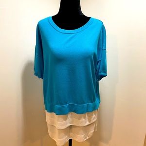 Karl Lagerfeld Blue and White Tunic Top